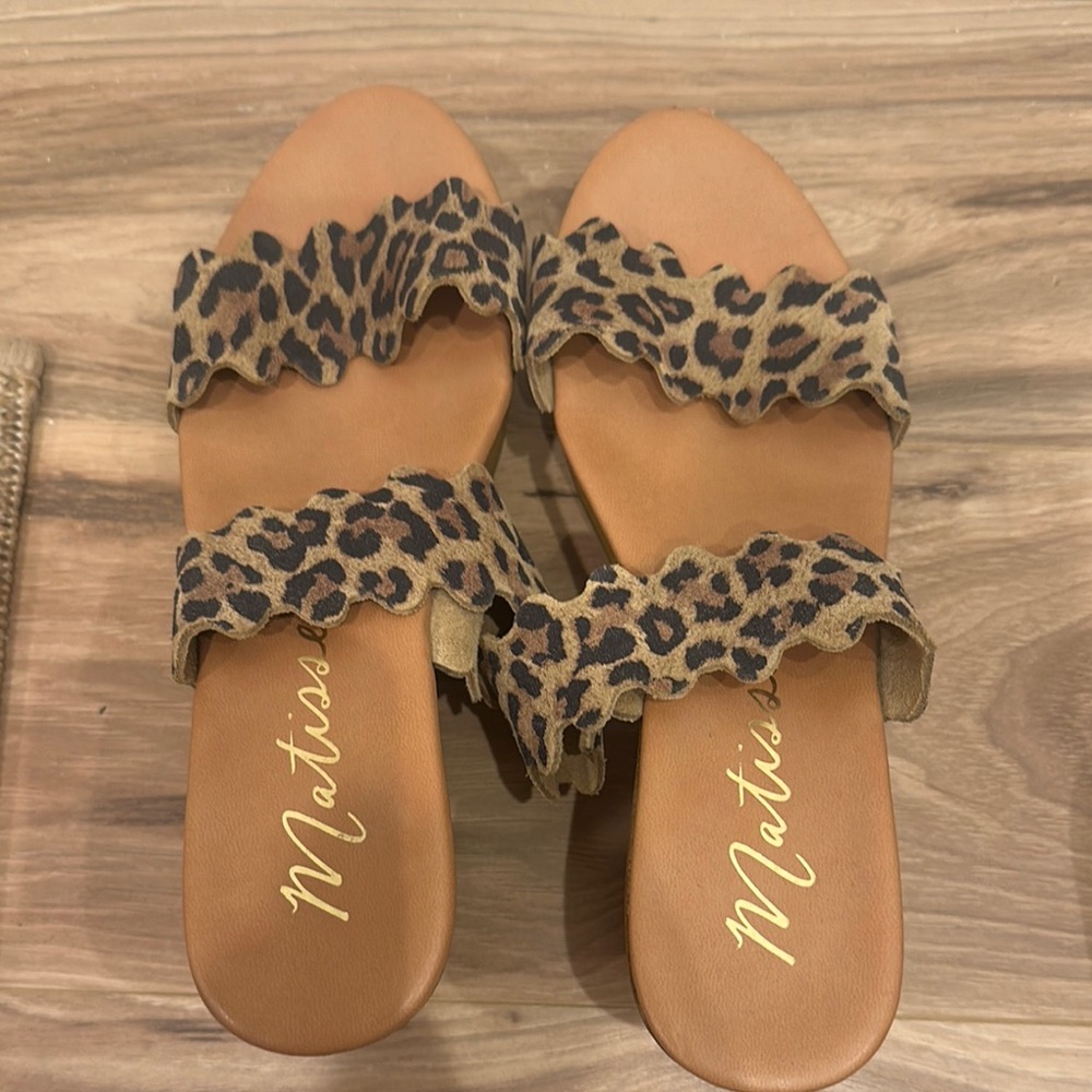Matisse Tan and Black Leopard Sandals